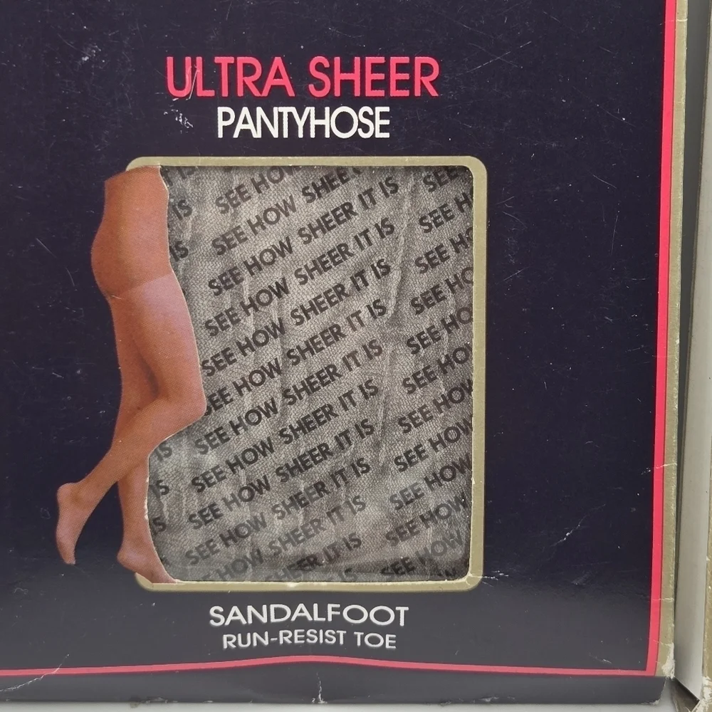 Vintage Fruit Of The Loom Ultra Sheer Off Black Pantyhose Size B M/L 2 Pairs